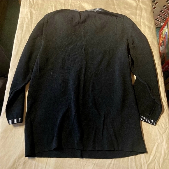 Vintage David Brooks Black Sweater Bow Collar Women's Medium M Round Neck EUC - Picture 2 of 7